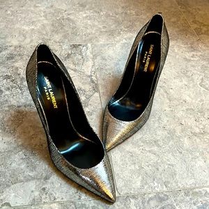 Saint Laurent Metallic Silver Heels / Size 39 IT / 9 US